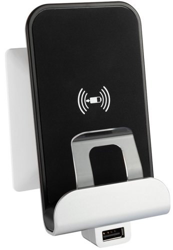 Беспроводное зарядное устройство + USB Legrand Valena Life 2400мА антрацит картинка